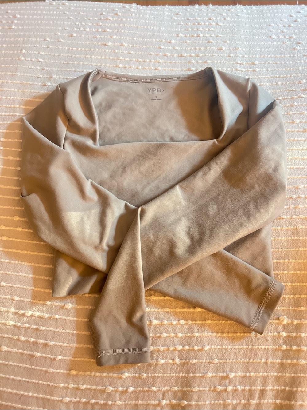 Abercrombie & Fitch Long-Sleeve Square Neck Top in Taupe